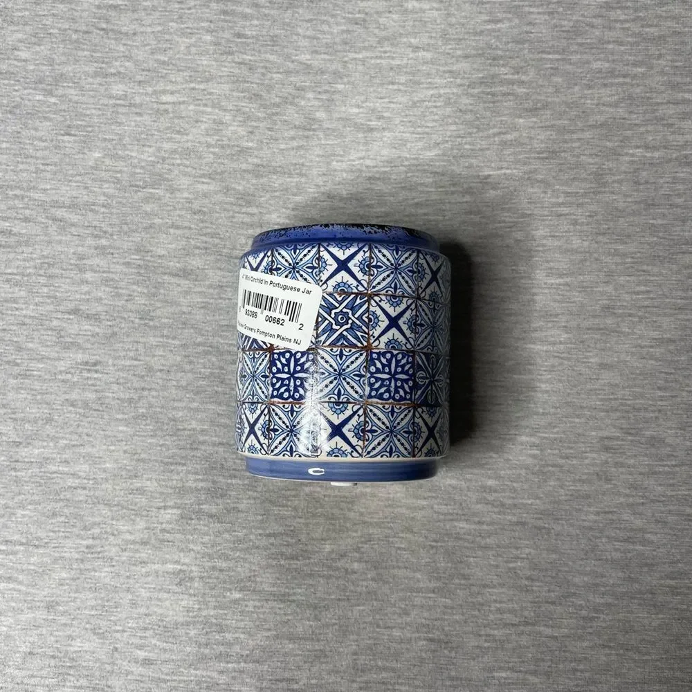 Target White & Blue 4” Mini Round Portuguese Ceramic Jar Planter Pot